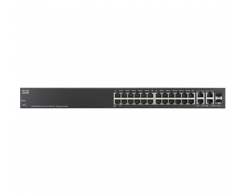 Cisco SF300-24P 24-port 10/100 PoE Managed Switch w/Gig Uplinks купить QBS.ru