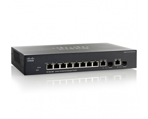 Cisco SF302-08P 8-port 10/100 PoE Managed Switch w/Gig Uplinks купить QBS.ru
