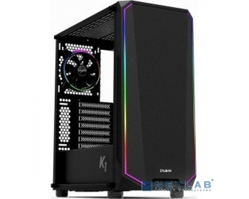 Корпус MidiTower Zalman K1 (K1REV.B) Black без БП  { боковое окно, ATX} купить QBS.ru