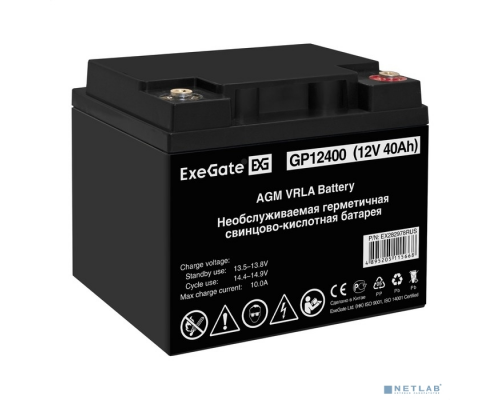 батареи Exegate EX282978RUS Аккумуляторная батарея ExeGate GP12400 (12V 40Ah, под болт М6) купить QBS.ru