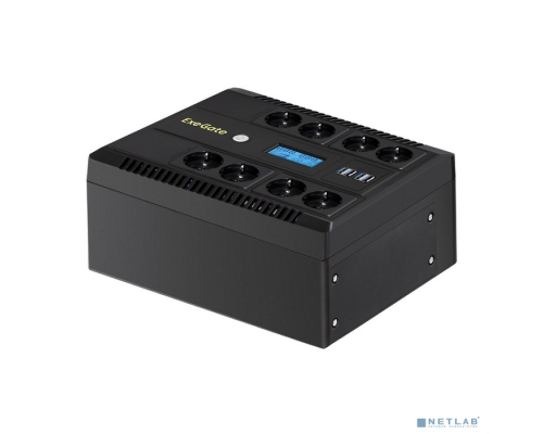 ИБП Exegate EX293858RUS ИБП ExeGate NEO Smart LHB-1000.LCD.AVR.8SH.CH.USB <1000VA/650W, LCD, AVR, 8*Schuko, USB, 4*USB-порта для зарядки, Black> купить QBS.ru