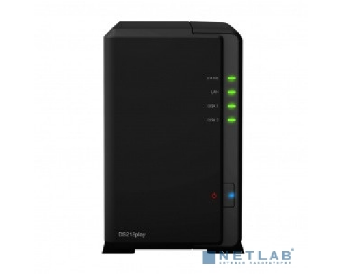 Дисковый массив Synology DS218Play Сетевое хранилище 2xHDD Hot Plug, SATA(3,5), DC1,4GhzCPU/1Gb/RAID0,1/ 2xUSB3.0/1GigEth/iSCSI/2xIPcam(upto15)/1xPS купить QBS.ru