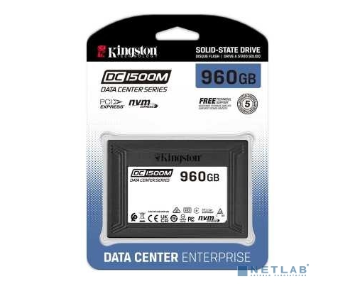 накопитель Kingston Enterprise SSD 960GB DC1500M U.2 PCIe NVMe SSD (R3100/W1700MB/s) SEDC1500M/960G купить QBS.ru