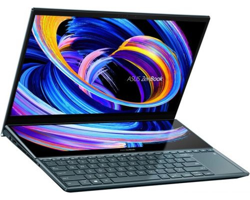 Ноутбук ASUS Zenbook Pro Duo UX582HS-H2025W 90NB0V21-M00990 i9-11900H/32GB DDR4/1TB SSD/15,6 UHD/touch/GeForce RTX 3080 8GB/WiFi/BT/cam/Win11Home/blu купить QBS.ru