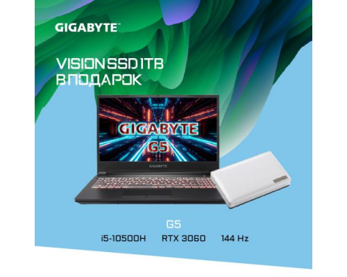 Ноутбук GIGABYTE G5 KC-5RU1130SH i5 10500H/16GB/512GB SSD/RTX 3060 6GB/15.6/144 Hz/IPS/FHD/Win10Home/black купить QBS.ru