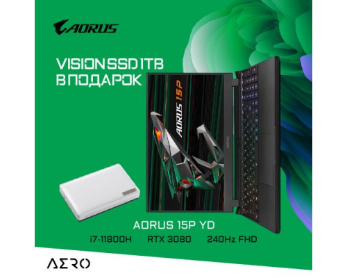 Ноутбук GIGABYTE AORUS 15P YD YD-74RU244SH i7 11800H/32GB/1TB SSD/RTX 3080 8GB/15.6/240hz/IPS/FHD/Win10Home/black купить QBS.ru