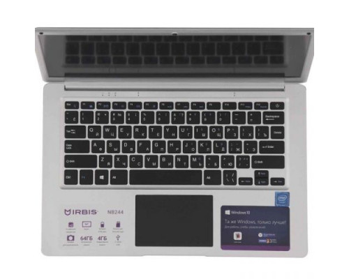 Ноутбук Irbis NB244 N3350/4GB/64GB eMMC/14.1″ FHD IPS/HD graphics 500/cam/Wi-Fi/BT/Win10Pro/silver купить QBS.ru
