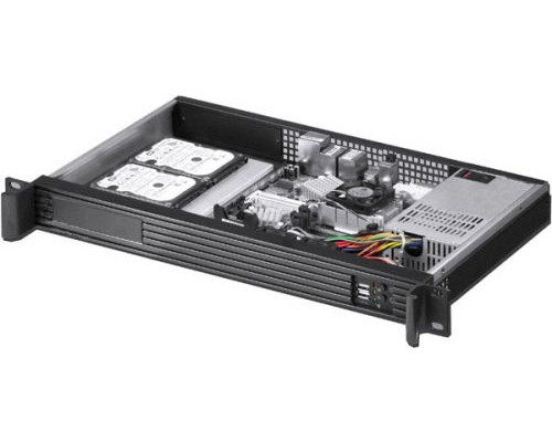 Корпус серверный 1U Procase UM125-FD-B-0 rear/front-access server case 1*3.5 bay, черный, без блока питания, глубина 250мм,  MB mini-ITX 170x170mm купить QBS.ru