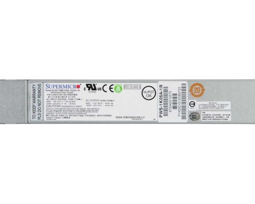 Блок питания Supermicro PWS-1K05A-1R для сервера 1000 Вт, высота 1U, 80 Plus Titanium купить QBS.ru