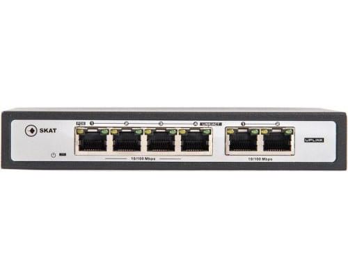 Коммутатор неуправляемый Бастион SKAT PoE-4E-2E купить QBS.ru