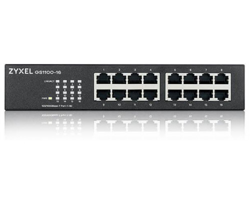 Коммутатор Zyxel GS1100-16, 16xGE, rack 19, бесшумный купить QBS.ru