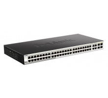 Коммутатор D-Link DGS-1210-52/F3A, L2 Smart Switch with  48 10/100/1000Base-T ports and 4 1000Base-T/SFP combo-ports.16K Mac address, 802.3x Flow Control, 256 of 802.1Q VLAN, VID range 1-4094, 4 IP Interface,