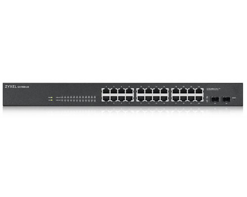Smart L2 коммутатор Zyxel GS1900-24, rack 19, 24xGE, 2xSFP, бесшумный купить QBS.ru