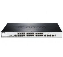 Коммутатор D-Link DGS-1510-28XMP/A1A, PROJ L2+ Smart Switch with 24 10/100/1000Base-T ports and 4 10GBase-X SFP+ ports (24  PoE ports 802.3af/802.3at (30 W), PoE Budget 370W).16K Mac address, 802.3x Flow Contro
