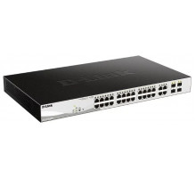 Коммутатор D-Link DGS-1210-28MP/FL1A, L2 Managed Switch with 24 10/100/1000Base-T ports and 4 100/1000Base-T/SFP combo-ports (24 PoE ports 802.3af/802.3at (30 W), PoE Budget 370 W).8K Mac address, 802.3x Flow C
