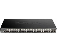 Коммутатор D-Link DGS-1250-52X/A1A, L2 Smart Switch with 48 10/100/1000Base-T ports and 4 10GBase-X SFP+ ports.16K Mac address, 802.3x Flow Control, 4K of 802.1Q VLAN, 4 IP Interface, 802.1p Priority Queues, AC