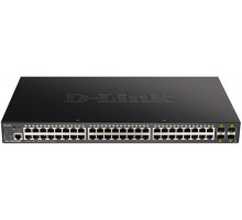 Коммутатор D-Link DGS-1250-52XMP/A1A, L2 Smart Switch with 48 10/100/1000Base-T ports and 4 10GBase-X SFP+ ports (48  PoE ports 802.3af/802.3at (30 W), PoE Budget 370W).16K Mac address, 802.3x Flow Control, 4K