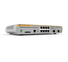 Коммутатор Allied Telesis L2+ managed switch, 8 x 10/100/1000Mbps, 2 x SFP uplink slots, 1 Fixed AC power supply EU Power cord