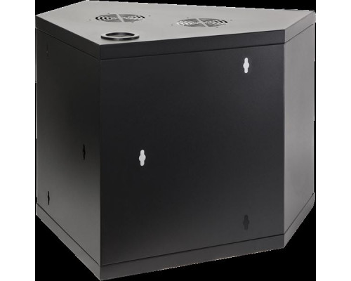 Шкаф настенный угловой, 6U 600x600, стеклянная дверь, черный купить QBS.ru