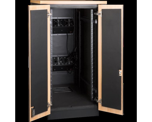 Шкаф LANMASTER SOUNDPROOF звукоизолированный 24U 750x1130 мм, отделка под дерево, цвет лиственница купить QBS.ru