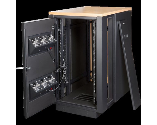 Шкаф LANMASTER SOUNDPROOF звукоизолированный 24U 750x1130 мм, отделка под дерево, цвет лиственница купить QBS.ru