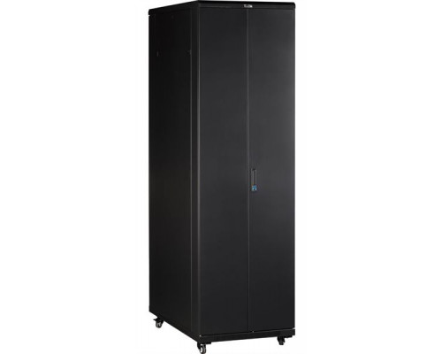 Шкаф 19 Business, 27U 600x800, черный, передняя дверь стекло, задняя дверь распашная металл купить QBS.ru