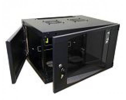 Шкаф настенный Next, 6U 550x600, стеклянная дверь, черный купить QBS.ru