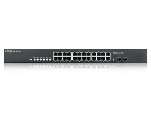 Коммутатор Zyxel GS1100-24, 24xGE, 2xSFP, rack 19, бесшумный купить QBS.ru