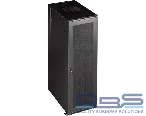 Шкаф 19 Business, 42U 800x800, черный, передняя дверь стекло, задняя дверь распашная металл купить QBS.ru