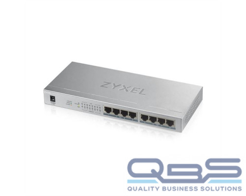 Коммутатор PoE+ Zyxel GS1008HP, 8xGE PoE+, настольный, металлический, бесшумный, бюджет PoE 60 Вт купить QBS.ru