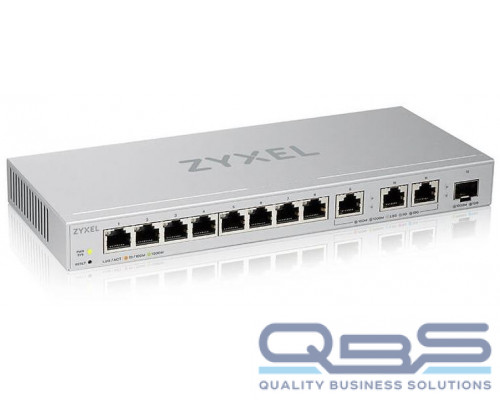 Smart L2 коммутатор Zyxel XGS1250-12, 8xGE, 3x1/2,5/5/10G, 1xSFP+, настольный купить QBS.ru