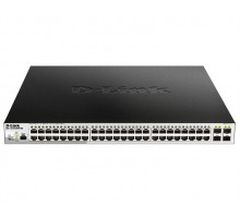 Коммутатор D-Link DGS-1210-52MPP/ME/B3A, PROJ L2 Managed Switch with 48 10/100/1000Base-T ports and 4 1000Base-X SFP ports  (48 PoE ports 802.3af/802.3at (30 W), PoE Budget 740 W).16K Mac address, 802.3x Flow C