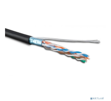 Экранированная витая пара (бухты) Hyperline FUTP4-C5E-S24-OUT-LSZH-BK-500 (500 м) Кабель витая пара F/UTP, категория 5e, 4 пары(24 AWG), одножильн.(solid), экран-фольга, внешний, LSZH нг(С)-HF, -40°C-+75°С, черный