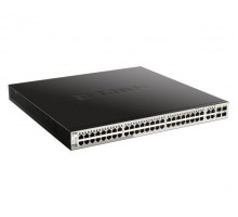 Коммутатор D-Link DGS-1210-52MP/FL1A, L2 Managed Switch with 48 10/100/1000Base-T ports and  4 100/1000Base-T/SFP combo-ports (48 PoE ports 802.3af/802.3at (30 W), PoE Budget 370 W).16K Mac address, 802.3x Flow