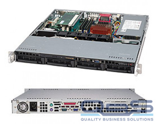 Корпус серверный 1U Supermicro CSE-813MTQ-350CB (4x3.5 HS Bays, 4xSATA/SAS port, DVD-opt., 12x10 ATX, 1xFH, 350W Gold, rail) купить QBS.ru