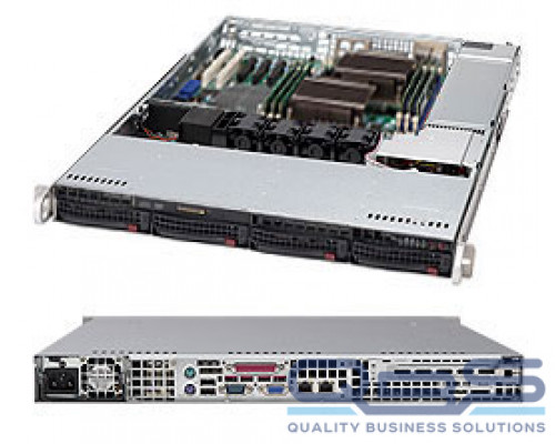 Корпус серверный 1U Supermicro CSE-815TQ-563CB (4x3.5 HS Bays, 4xSATA/SAS port, DVD-opt., 12x13, 13.68x13, 1xFH, 4xFans, 560W Gold, rail) купить QBS.ru