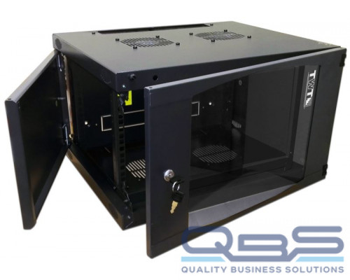 Шкаф настенный Next, 9U 550x600, стеклянная дверь, черный купить QBS.ru
