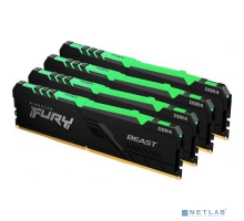 Модуль памяти Kingston DRAM 64GB 3200MHz DDR4 CL16 DIMM (Kit of 4) 1Gx8 FURY Beast RGB KF432C16BB1AK4/64