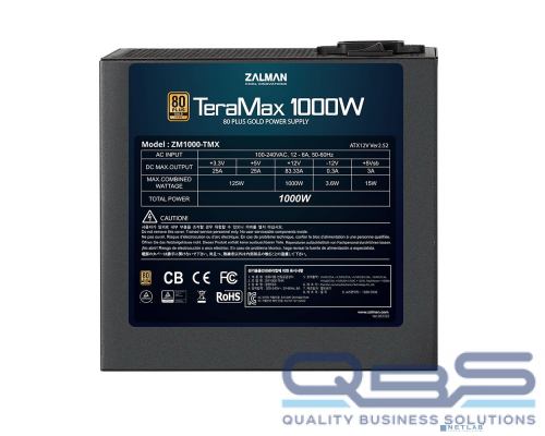 Блок питания Zalman <TMX> ZM1000-TMX  <1000W, ATX12V v2.52, EPS, APFC, 12cm Fan, FCM, 80+ GOLD, Retail> купить QBS.ru