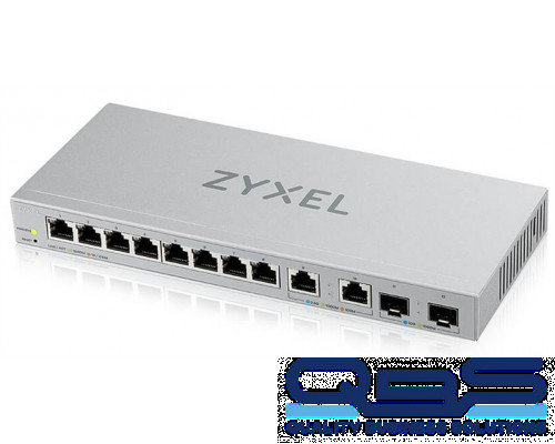 Мультигигабитный Smart L2 коммутатор Zyxel XGS1210-12, 8xGE, 2x1/2,5GE, 2xSFP+, настольный, бесшумный купить QBS.ru