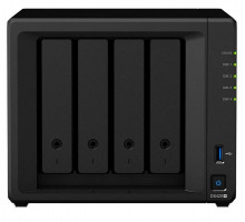 Система хранения данных Synology QC2,0GhzCPU/2GB(upto6)/RAID0,1,10,5,6/up to 4HDDs SATA(3,5' or 2,5')/2xUSB3.0/2GigEth/iSCSI/2xIPcam(up to 25)/1xPS/1YW(repl DS418play)'