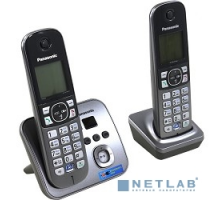 Телефон Panasonic KX-TG6822RUM (серебристый) {Беспроводной DECT,громкая связь,автоответчик,определитель номера,телефонный справочник 120 зап.}