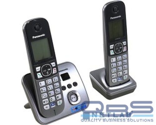 Телефон Panasonic KX-TG6822RUM (серебристый) {Беспроводной DECT,громкая связь,автоответчик,определитель номера,телефонный справочник 120 зап.} купить QBS.ru