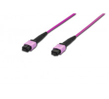  Сборка кабельная MPO-MPO, 12 волокон OM4, тип B (Key Up-Key Up), низкие потери, LSZH, 15 м, розовая