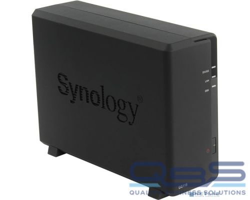 Дисковый массив Synology DS118 Сетевое хранилище 1xHDD DC1,4GhzCPU/1Gb,  SATA(3,5)/2xUSB3.0/1GigEth/iSCSI/2xIPcam(upto 15)/1xPS купить QBS.ru