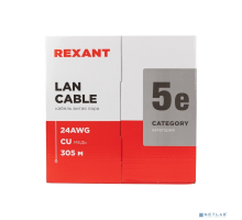 Кабель Rexant (01-0059) LIGHT  Кабель U/UTP, CAT 5E, ZH нг(А)-HF, (LSZH), 4х2х0,48 мм, 24AWG, внутренний, серый