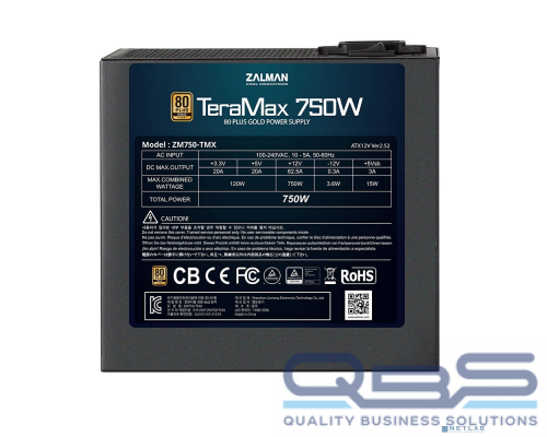 Блок питания Zalman <TMX> ZM750-TMX  <750W, ATX12V v2.52, EPS, APFC, 12cm Fan, FCM, 80+ GOLD, Retail> купить QBS.ru