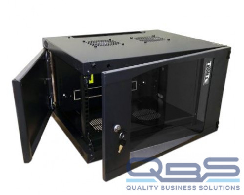 Шкаф настенный Next, 6U 550x600, стеклянная дверь, черный купить QBS.ru