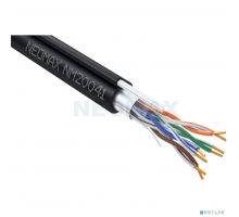 Неомакс  Витая пара Кабель NEOMAX NM20041 F/UTP cat.5e 4 пары (305 м) 0.52 мм (24 AWG) Медь, внешний, стальной трос 2.0мм, PE, черный
