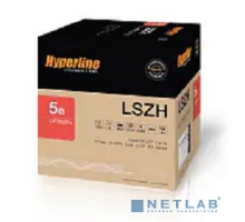 Экранированная витая пара (бухты) Hyperline SFUTP4-C5E-S24-IN-LSZH-GY-305 (305 м) Кабель витая пара SF/UTP, категория 5e, 4 пары (24 AWG), одножильный (solid), экран - фольга + медная оплетка, LSZH, –20°C – +75°C, серый - гарантия:15